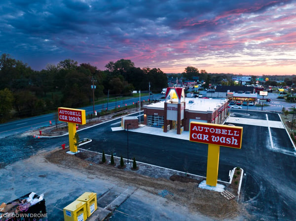 Autobell Car Wash marketing drone view in Delaware