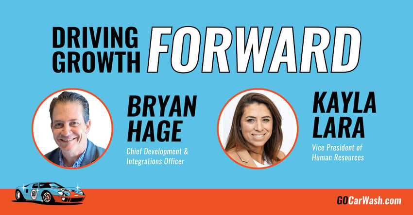 GO Car Wash's Bryan Hage and Kayla Lara, recent hires and promotions in the car wash industry.